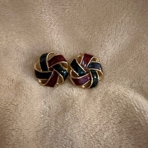 Vintage Elegant Gold and Multicolor Knot clip on Earrings